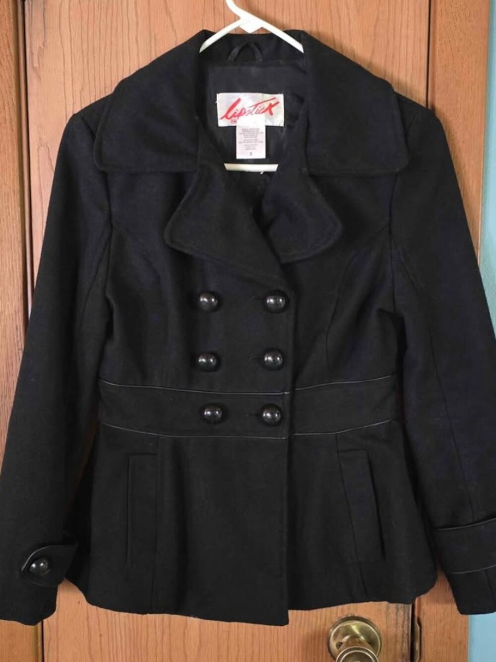 Size S Black Lipstick Peacoat with Pockets